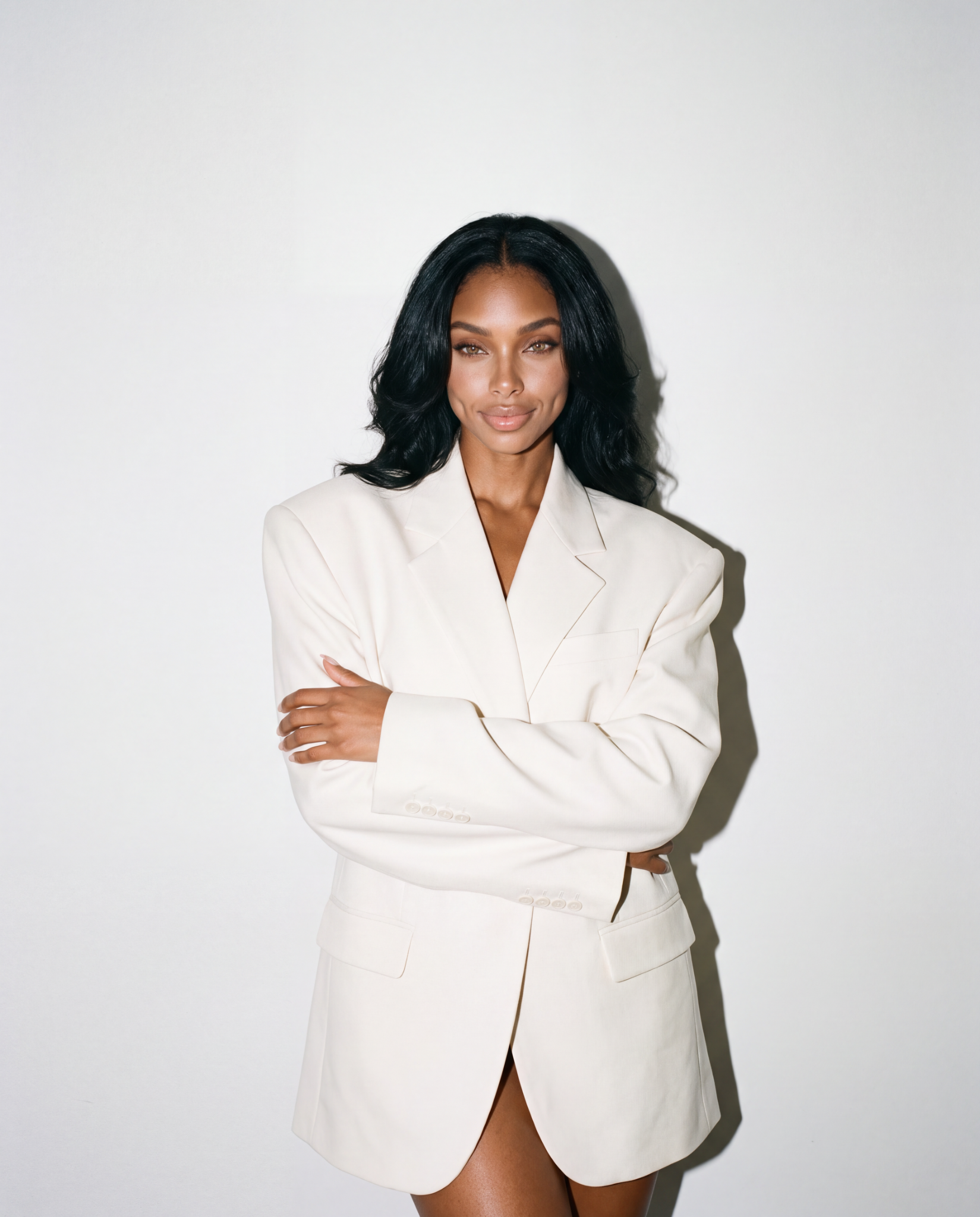 Zayla Rose wearing an elegant white blazer